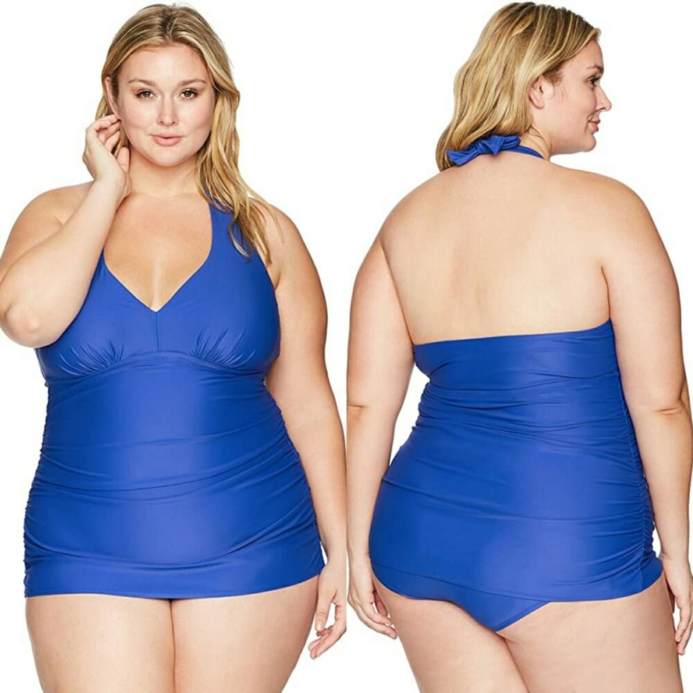 Coastal Blue Blue Halter Swim Dress Size 3X